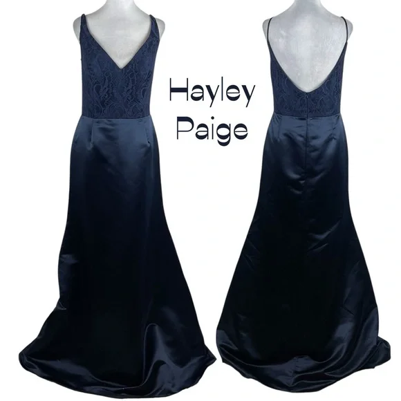 Hayley Paige Navy Maxi Dress Size 14 - Picture 2 of 13